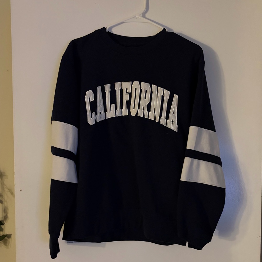 California Navy Sweatshirt with White Stripes